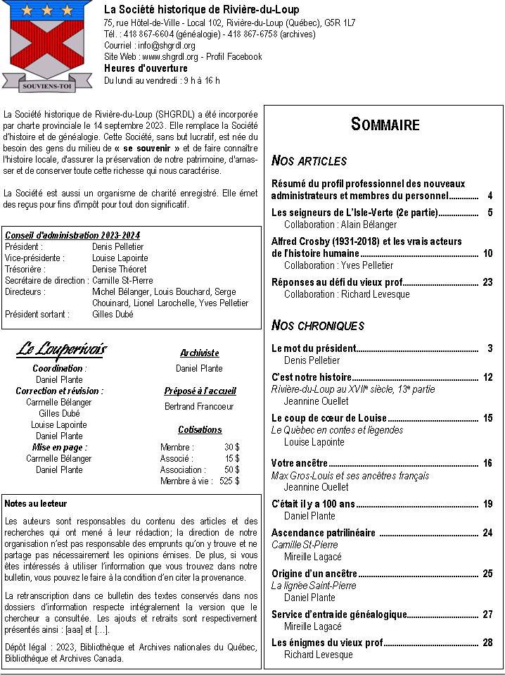 Le Louperivois, cahier 118, volume 36, numéro 3