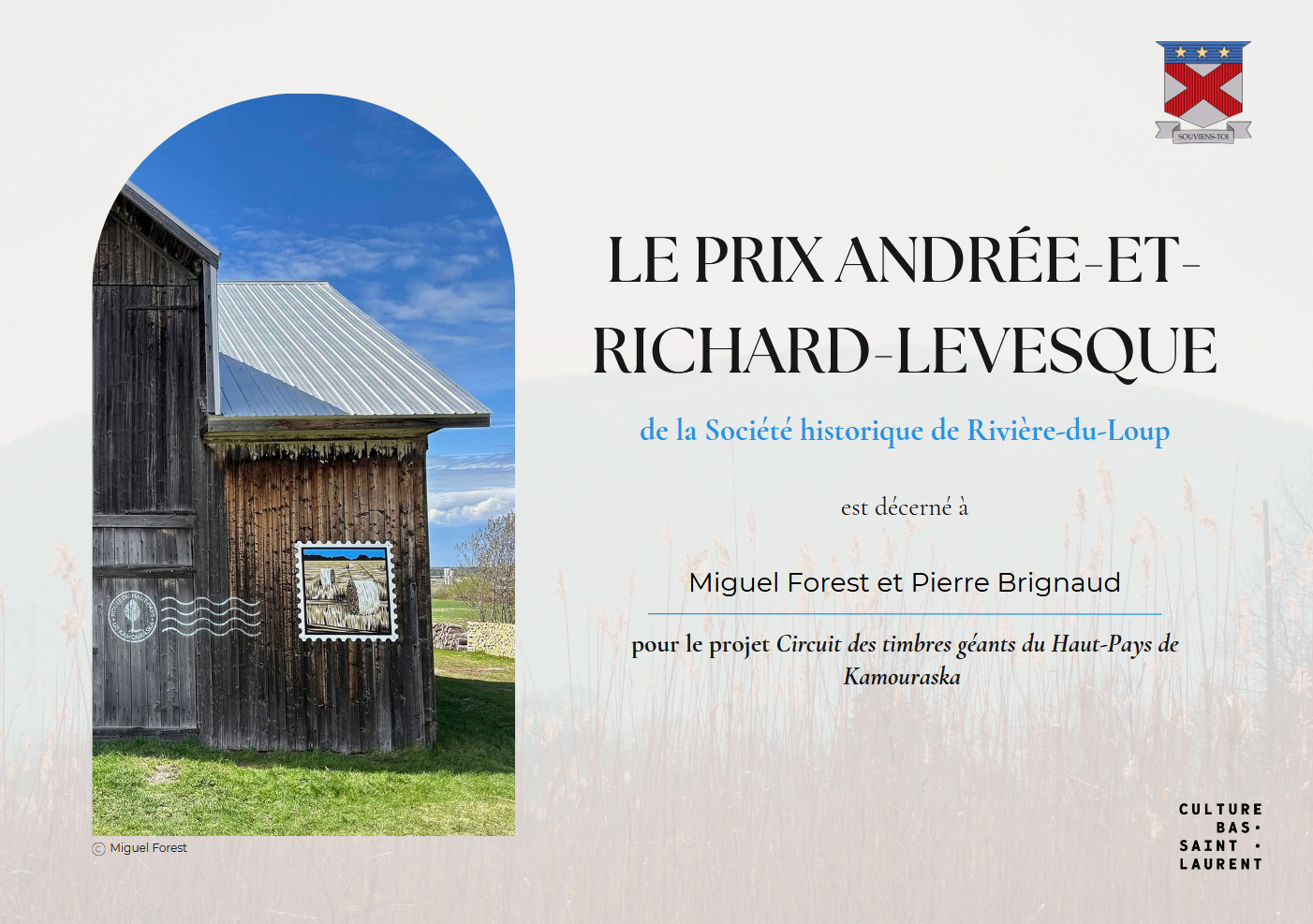 Dévoilement des gagnants du prix Andrée-et-Richard-Levesque de la Société historique de Rivière-du-Loup 2026